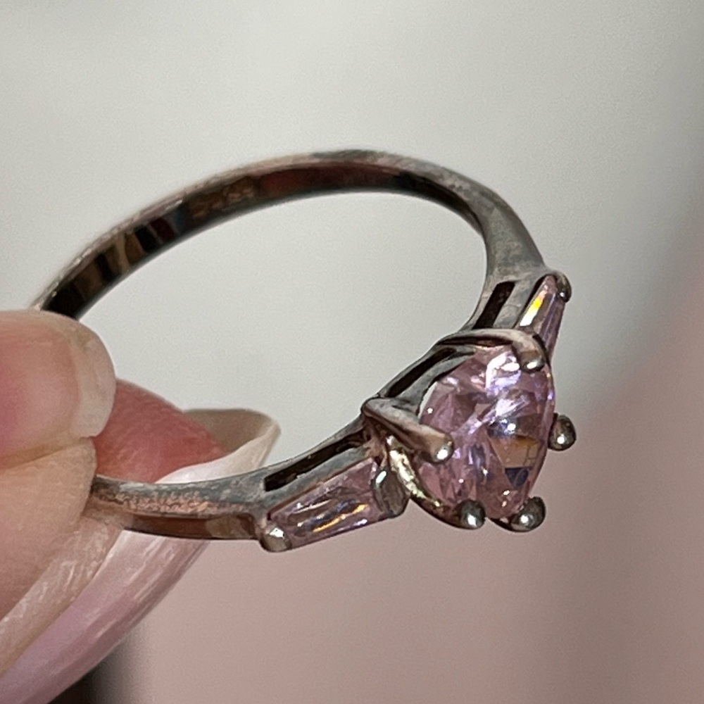 Vintage Pale Pink Heart Sterling silver coquette girl dainty Ring - Picture 11 of 14